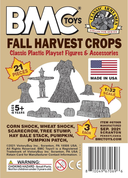 BMC Classic Marx Fall Harvest Crops - 21pc Plastic Corn Hay & Pumpkin Playset...