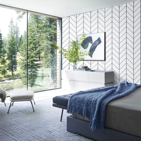 LXCREAT Removable Wallpaper Forgiving Blue/White Stripes Peel and Stick Wallpaper 17.71 in X 118 in Modern Self Adhesive Vinyl for Home Renovation...