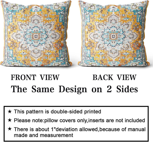 Boho Throw Pillow Covers 22x22 inch Set of 2 Monaco Rug Carpet Double Sided Pattern Short Plush Cotton Soft Pillow Case Cushion Cover Pillowcase f...
