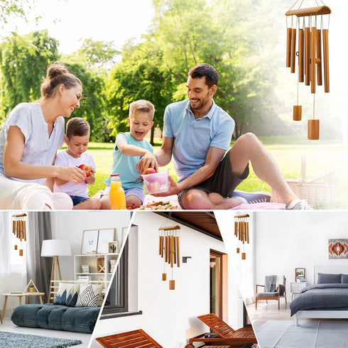 Windchimes Outdoors, Memorial Wind Chimes, Bamboo Wind Chimes for Outside Clearance Deep Tone for Patio Garden Home Décor, Natural Beautiful Sound...