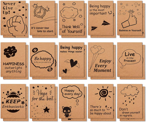 feela 30 Pack Kraft Notebooks, 15 Designs A6 Cute Mini Pocket Notebooks and Journals, Lined Motivation Small Journal Notebook Bulk for Women Schoo...