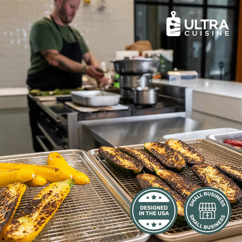 Ultra Cuisine Stainless Steel 8.5 x 12-inch Cooling and Baking Rack - Oven-Safe - Dishwasher-Safe - Heavy Duty - Tight Wire Bake for Oven Cooking ...