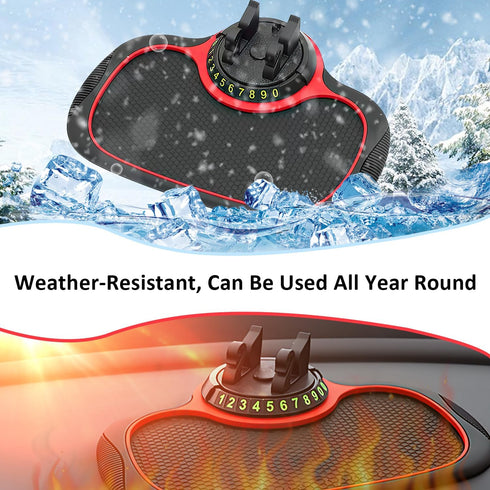 Multifunction Car Anti-Slip Mat Auto Phone Holder, Rotatable Anti Skid Car Dashboard Pad with Temporary Parking Numbe, Universal Phone Holder With...