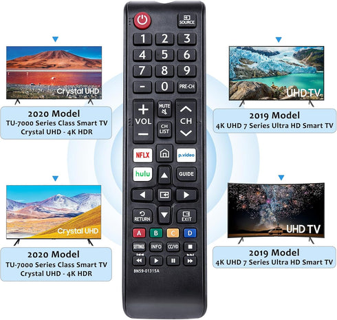 Replacement BN59-01315A BN59-01315J Remote Control Compatible with Samsung 4K Crystal UHD 6/7/8/9/TU-7000 Series Smart TV(BN59-01315E)...