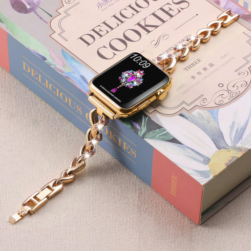 Dainty Heart Bands for Apple Watch 38mm 40mm 41mm 42mm, Bling Metal Strap for Women, Elegant Dressy Bracelet for iWatch Series 10/9/8/7/6/5/4/3/2/...