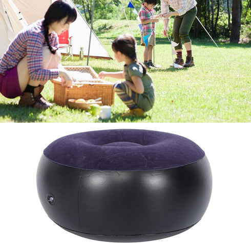 Indoor Outdoor Inflatable Stool, Footstool Leg Rest Pillow Car Flocking Couch Round Air Ottoman Cushion Fast Inflating Chair Travel Accessories fo...