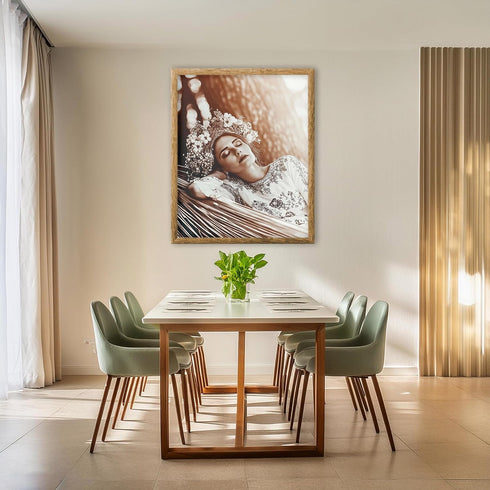 Posterizer 1 pcs-black and white photography style art-woman with flower crown 2-Photography Art-Retro Art-Decor for Home & Office- unframed wall ...