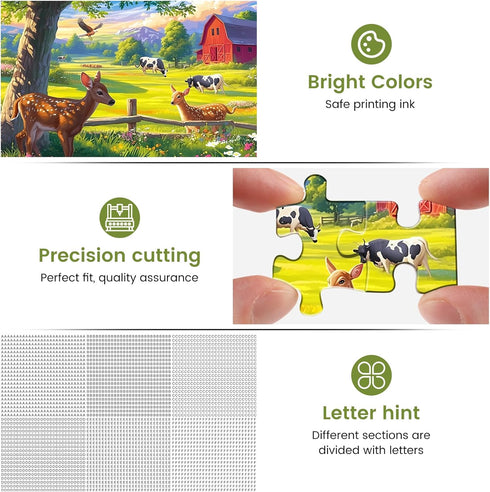 300 Pieces Puzzles for Adult Jigsaw Puzzle 300 Piece Puzzle Children Elderly Puzzle Deer Cow Farm Puzzle Gift for Mom Dad Family Friend Family Act...