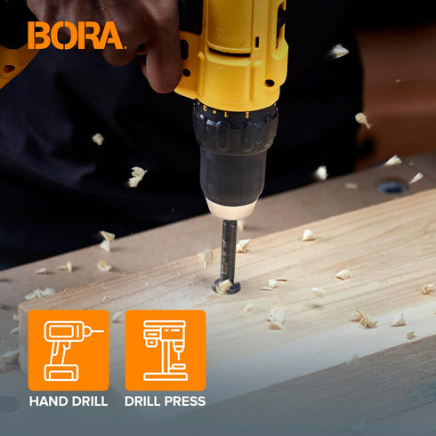 BORA BFB-009720 3/4" Dia Tempest Forstner Bit 3-1/2" OAL, Round 3/8" Shank for Wood Drilling Ideal for Cabinet Making and Fine Woodworking Project...