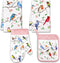 Vansolinne Birds Kitchen Dish Towels Pot Holder Oven Mitt with Loop Kit Spring Gifts for Bird Lovers Teacher Women Mom Birdies on Wire Cardinal Hu...