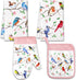 Vansolinne Birds Kitchen Dish Towels Pot Holder Oven Mitt with Loop Kit Spring Gifts for Bird Lovers Teacher Women Mom Birdies on Wire Cardinal Hu...