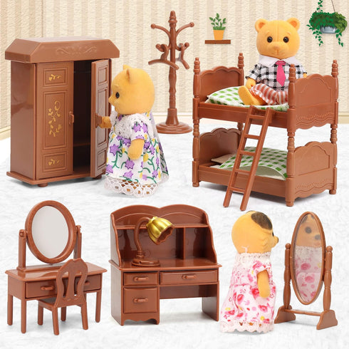 Dollhouse Furniture Set for Kids Toys Miniature Doll House Accessories Pretend Play Toys for Boys Girls & Toddlers Age 3+ with Bedroom...