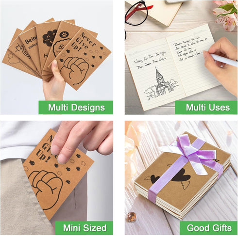 feela 30 Pack Kraft Notebooks, 15 Designs A6 Cute Mini Pocket Notebooks and Journals, Lined Motivation Small Journal Notebook Bulk for Women Schoo...