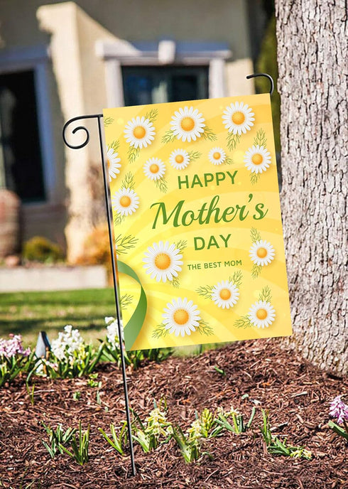 Happy Mothers Day Love You Best Mom Floral Daisy Flower Garden Yard Flag 12"x 18" Double Sided Polyester Welcome House Flag Banners for Patio Lawn...