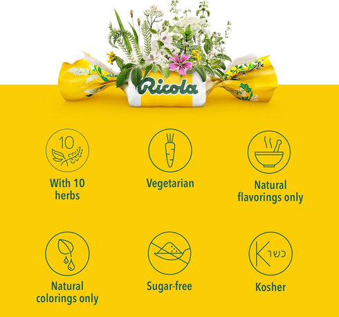 Ricola Sugar Free Original Herb Cough Drops, 45 Count, Cough Suppressant & Throat Relieving Drops with Naturally Sourced Menthol, Pleasing Taste f...