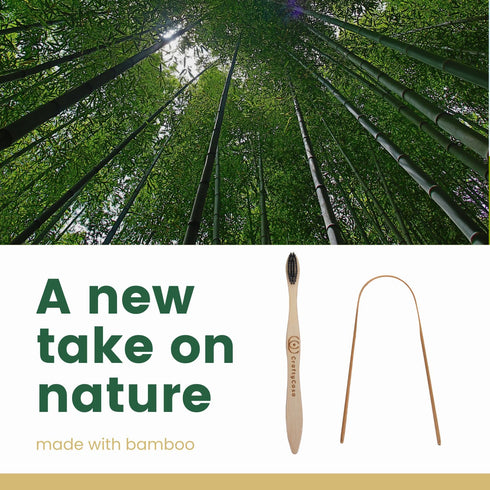 Bamboo Toothbrush and Tongue Cleaner - 4x4 Pack...