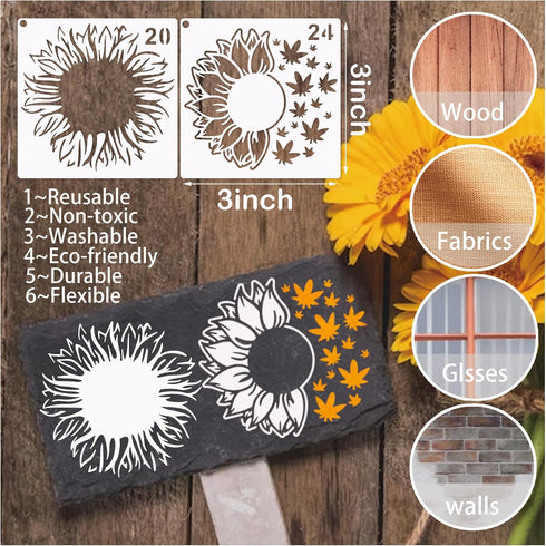 35 Pack Sunflower Flower Stencils for Painting on Wood, Floral Stencil Spring Nature Template for DIY Craft Wall Fabric Rock Chalkboard Sign Schoo...