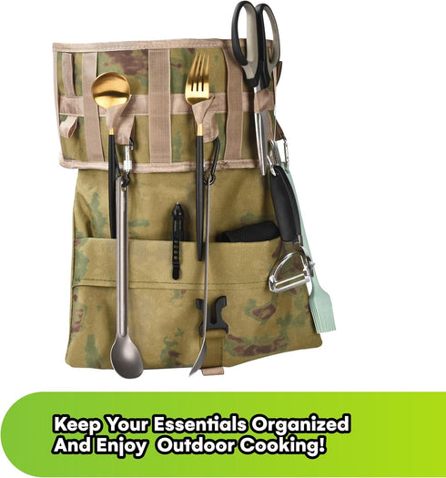 Grippi Hanging Camping Utensil - Tableware Storage Organizer - Compact Waterproof Bag for Outdoor Cooking Enthusiasts - Camp Kitchen Equipment - C...