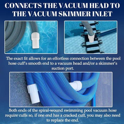 TonGass (2-Pack) 1-1/2" Pool Hose Cuff - Threaded Hose Cuff for Spiral Wound Swimming Pool Vacuum Hose - Connects the Vacuum Head to the Vacuum Sk...