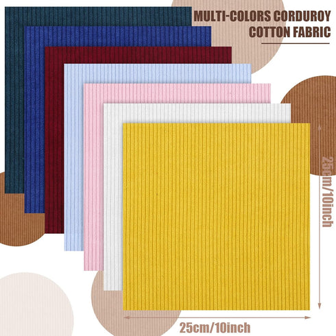 16 Pieces Wale Corduroy Fabric Solid Plain Thick DIY Sewing Crafts Materials Stretch Corduroy Fabric for Coat Shirt Dress Pants Costume Sofa DIY S...