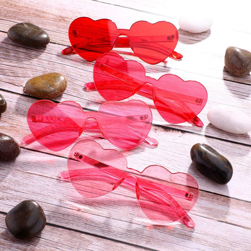 4 Pieces Heart Shaped Sunglasses for Women Men Christmas Valentine's Day Frameless Glasses...