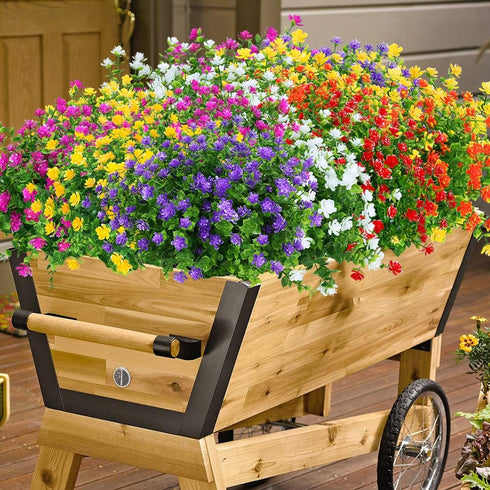 6 Bundles Outdoor Artificial Flowers UV Resistant Fake Boxwood Plants, Faux Plastic Greenery for Indoor Outside Hanging Plants Garden Porch Window...