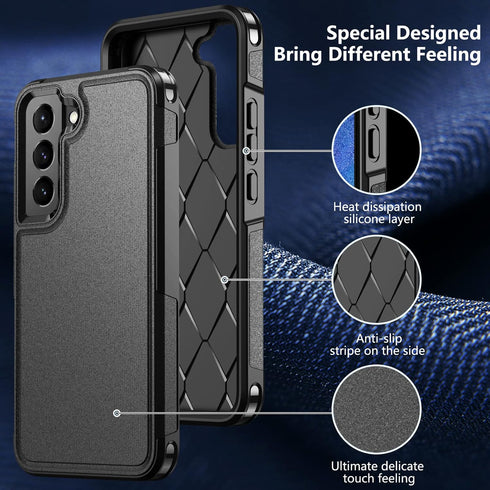 Justcool for Samsung Galaxy S22 Case, Dual Layer Heavy-Duty Rugged Shockproof Anti-Drop Protective Case for Samsung Galaxy S22 5G 6.1 Inch (Black)...