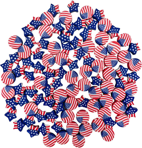 100 Pcs Polymer Clay Beads Mixed Heishi Spacer Beads Supplies for DIY Bracelet Earring Necklace Jewelry Making (American Flag)...