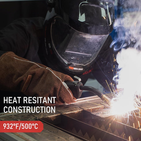 YESWELDER 14-Inch Welding Gloves - Cow Leather, Heat/Fire Resistant for Forge/Mig/Stick Welding, Oven/Grill/Fireplace Mitts with Soft Lining - Ide...