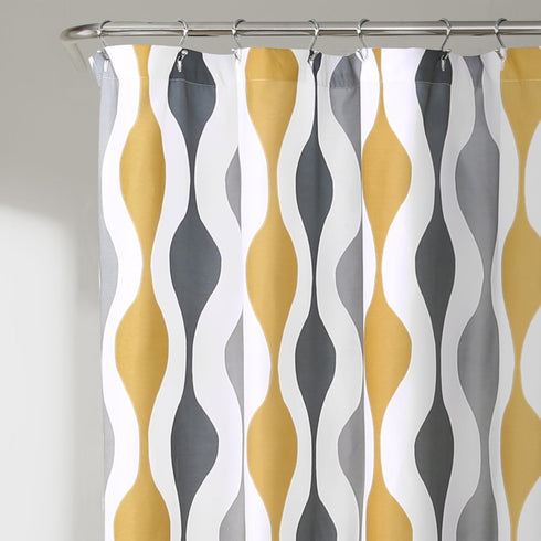 Lush Decor Mid Century Geo Shower Curtain, 72" x 72", Gold & Gray...