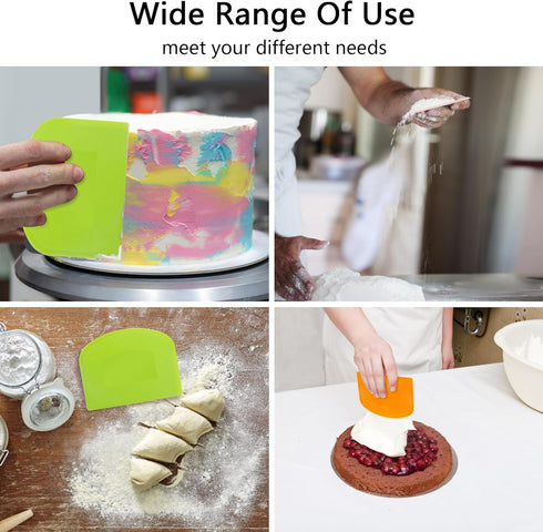 Dough Cutter Bench Scraper for Baking, 5 PCs BPA Free PE Plastic Flexible Bowl Scraper, Food-safe Plastic Dough Scraper for Bread Cake Dough Fonda...