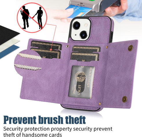 Asuwish Phone Case for iPhone 13 6.1 inch Wallet Cover with Tempered Glass Screen Protector and Card Holder Slot Stand Leather Bling Glitter Cell ...