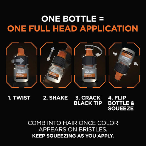 L’Oreal Paris Men Expert One Twist Mess Free Permanent Hair Color, Mens Hair Dye to Cover Grays, Easy Mix Ammonia Free Application, Deepest Black ...
