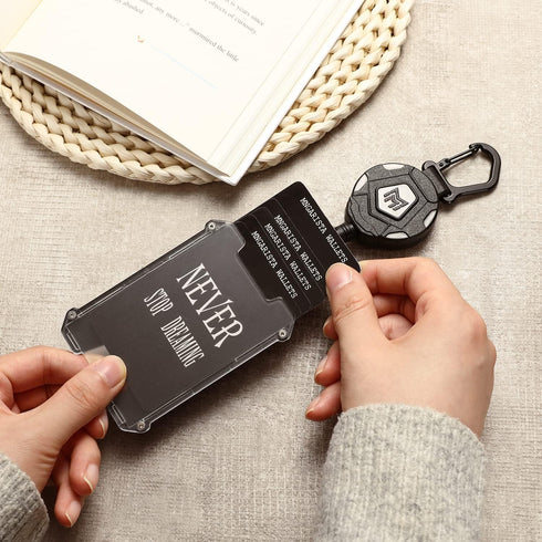 MNGARISTA Retractable Badge Holder, Heavy Duty Carabiner Keychain, Tactical ID Card Holder with 31.5" Retractable Badge Reel, Black...