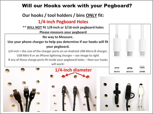 JSP Manufacturing Pegboard Hooks Non-Locking Plastic L Style Hook | Garage Tool Storage Craft Hooks Pegboard Accessories (100, Black)...