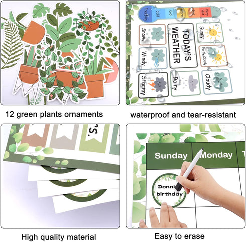 Classroom Calendar Bulletin Board Set, Greenery Calendar for Classroom Decorations Preschool Wall Calendar Bulletin Board for Teacher Must Have...