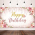Happy Birthday Backdrop Decorations for Women Background Party Supplies Rose Backdrop Photography for Girls Boys Floral Glitters Banner Wedding Ba...