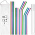 Hiware 12-Pack Rainbow Metal Straws Reusable with Case - Stainless Steel Drinking Straws for 30oz and 20oz Tumblers Dishwasher Safe, 2 Brushes Inc...