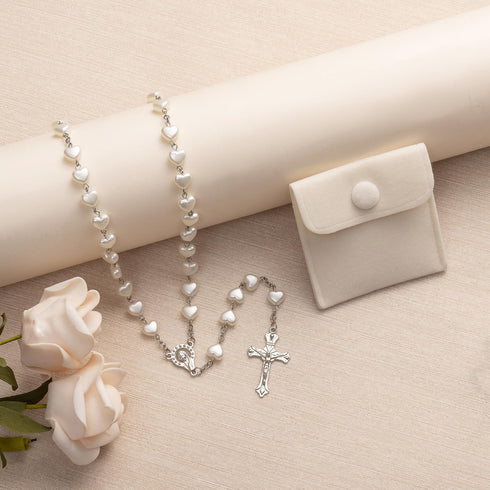 Rosary Beads Catholic for Women - Confirmation Gifts for Teenage Girl, Heart Rosary With Pink Button Bag, Exquisite Gifts for Women...