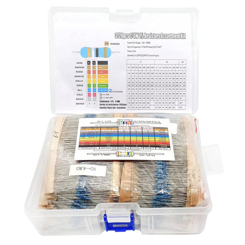 3120pcs 156 Values Metal Film Resistor Kit Minidodoca 1 Ohm-10M Ohm 1/4W 0.25 watt ±1% Tolerance Fixed Resistors Assortment Kit RoHS Compliant 100...