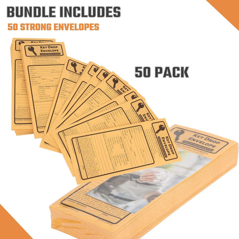 50 Key Drop Off Envelopes for After Hours – Auto Shop Repair/Service Drop Box Overnight Envelopes - Automotive Mechanic Car Drop Off for Overnight...