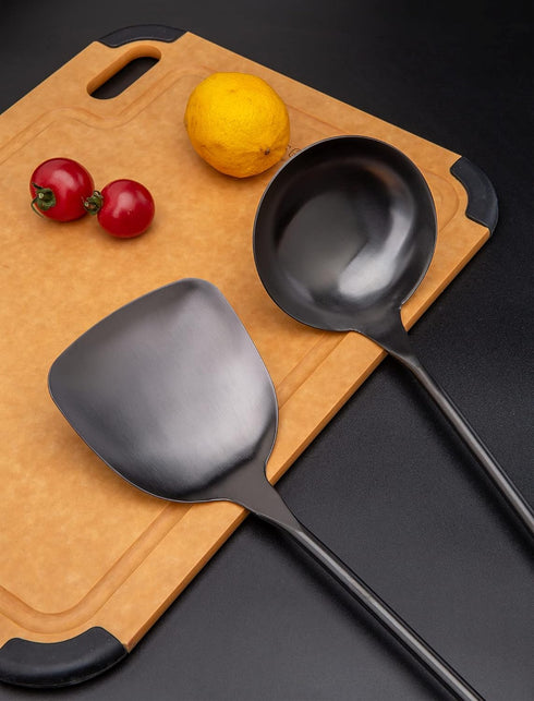 FJNATINH Spatula & Ladle Wok Tool Set, 14.2-15 inches Wok Utensils, Stainless Steel Wok Spatula...