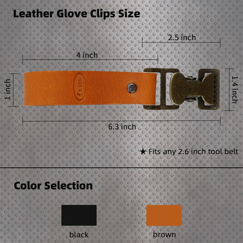KUNN Leather Glove Clips for Work Glove Holders Heavy Duty Glove Belt Bronze Clip for Construction...