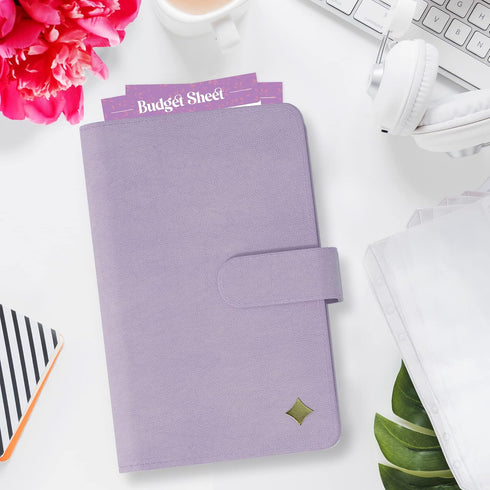 SOUL MAMA Budget Binder with Cash Envelopes - Purple Money Organizer for Cash, A6 Binder Cash Envelopes for Budgeting, Money Saving Binder with Ro...