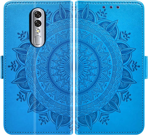 Asuwish Compatible with Coolpad Legacy Brisa Wallet Case Tempered Glass Screen Protector Credit Card Holder Flip Wrist Strap Stand Cell Phone Cove...