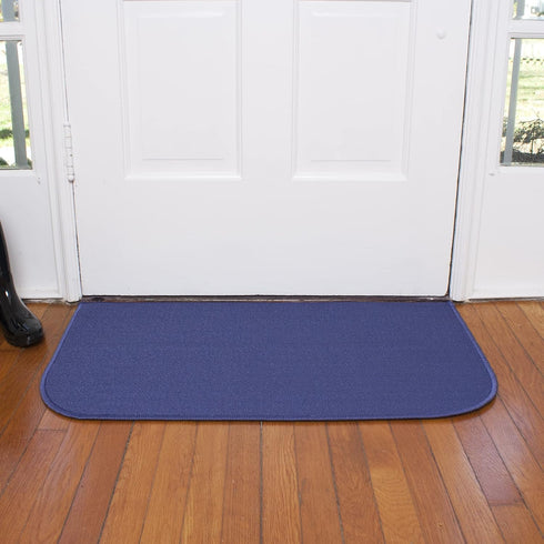 Ritz Solid Accent Rug: 18" x 30" Stain Resistant Kitchen or Living Room Floor Mat, Latex Backing, Machine Washable, Blue...