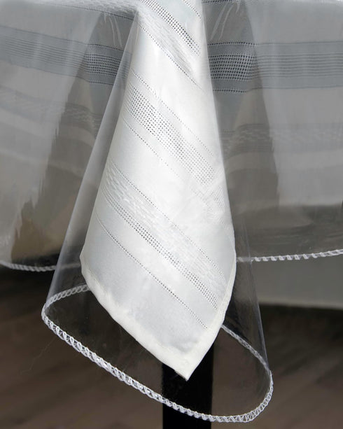 BRODER MFG. INC. Tablecloth Protector Crystal Clear Vinyl (52"x70" Oblong) | Thick, Durable Clear Table/Tablecloth Protector | Perfect for Parties...