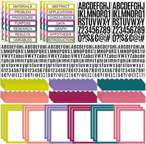 92 Pcs Science Fair Board Supplies 60 Trim Scalloped Bulletin Borders 18 Presentation Subtitles 6 Project Titles 8 Letter Sticker for Classroom Di...