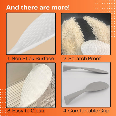 Extra Long Rice Paddle Spoon Scooper Spatula Safe Non Stick Standing Kitchen Cookware Tool Heat Resistant Rice Cooker Spoon Server Made in Korea (...