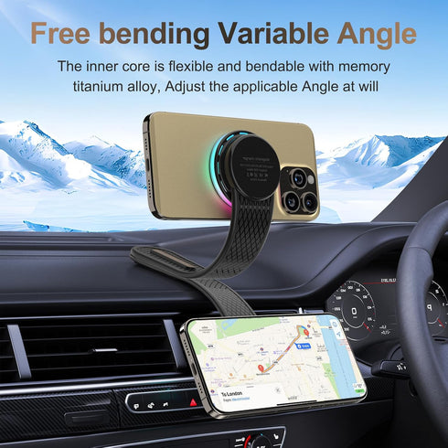 for Magsafe Car Mount Charger, 15W Wireless Magnetic Car Holder for iPhone 15 14 13 12 Pro Plus Max,Bendable Memory Titanium Alloy...